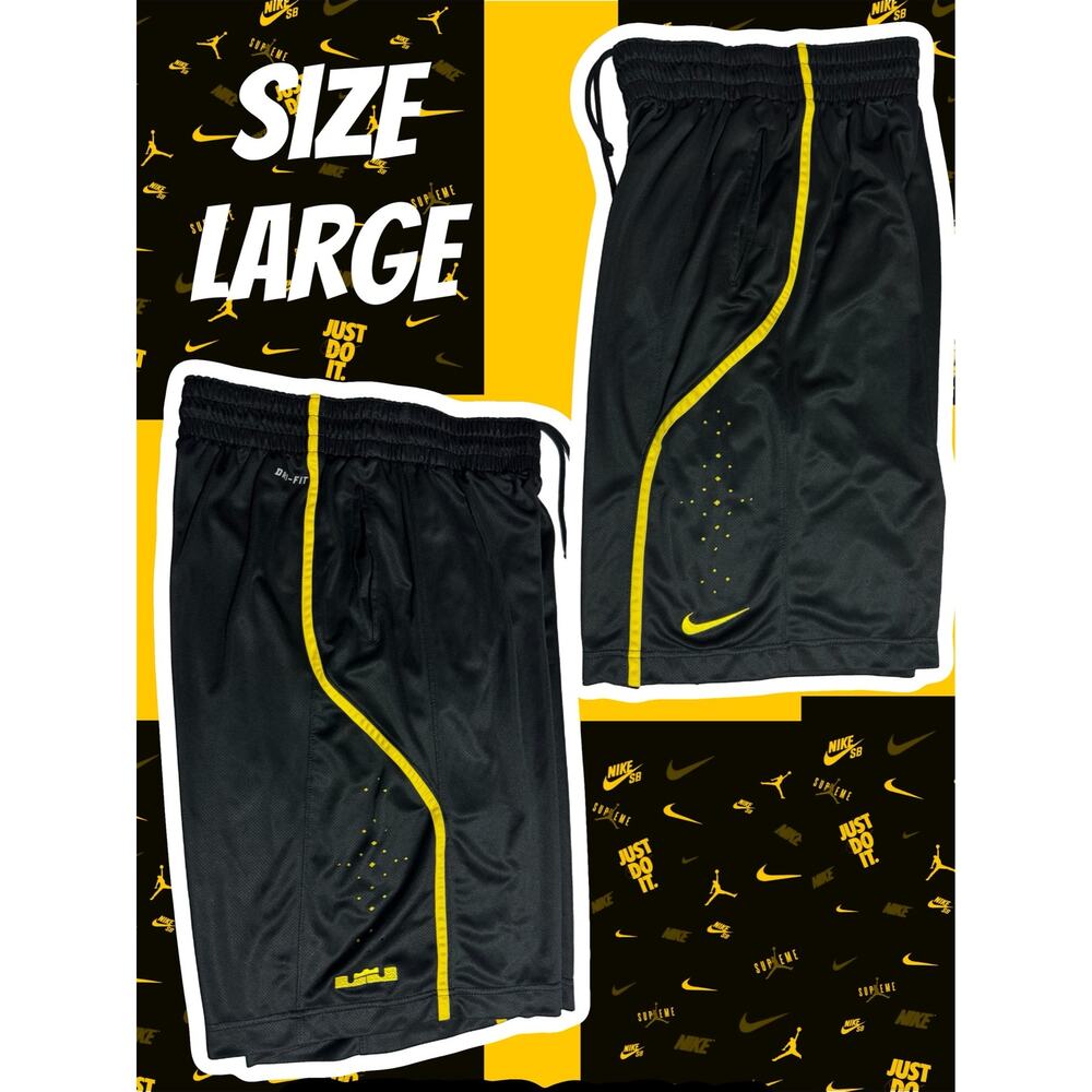 NIKE LeBron James Dri-FIT Athletic Shorts — Large Black & Yellow